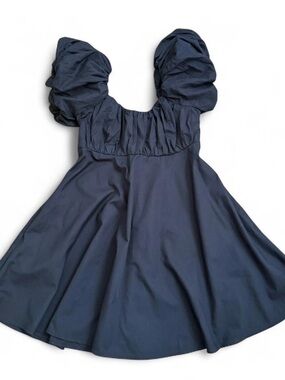 Abercrombie & Fitch black ruched puff sleeve mini dress